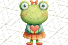 Cute Frog Couple Clipart, Baby Frogs Romantic Png Product Image 4
