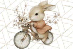 Vintage Spring Bunny Clipart, Whimsical Bunny Gardening Product Image 5