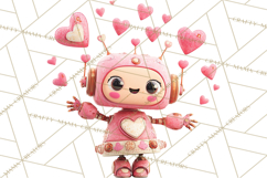Valentine Robot Clipart PNG, Cute Valentine Robots, Kids Product Image 5