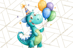 Dinosaur Birthday Clipart PNG, Watercolor Dino Birthday Product Image 2