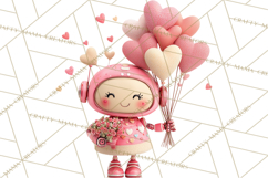 Valentine Robot Clipart PNG, Cute Valentine Robots, Kids Product Image 2