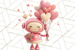 Valentine Robot Clipart PNG, Cute Valentine Robots, Kids Product Image 2