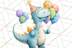 Dinosaur Birthday Clipart PNG, Watercolor Dino Birthday Product Image 3