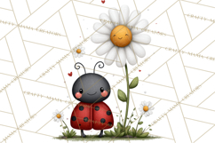 Happy Bug Friends Clipart, Ladybugs, Bees, Butterflies Png Product Image 3