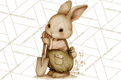 Vintage Spring Bunny Clipart, Whimsical Bunny Gardening Product Image 3