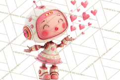 Valentine Robot Clipart PNG, Cute Valentine Robots, Kids Product Image 3