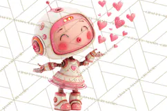 Valentine Robot Clipart PNG, Cute Valentine Robots, Kids Product Image 3