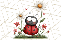 Happy Bug Friends Clipart, Ladybugs, Bees, Butterflies Png Product Image 4