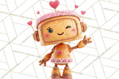 Valentine Robot Clipart PNG, Cute Valentine Robots, Kids Product Image 4