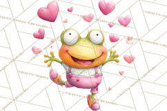 Valentine Frog Clipart PNG, Cute Valentine Frogs, Kids Product Image 4