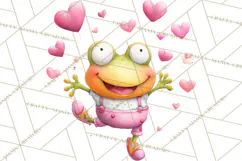 Valentine Frog Clipart PNG, Cute Valentine Frogs, Kids Product Image 4