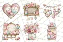 Rustic Valentine Decor Clipart, Burlap Heart PNG Product Image 9