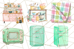 50s Retro Kitchen Clipart, Vintage 1950s Kitchen Appliances Product Image 9