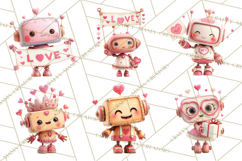 Valentine Robot Clipart PNG, Cute Valentine Robots, Kids Product Image 9