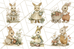 Vintage Spring Bunny Clipart, Whimsical Bunny Gardening Product Image 6