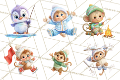 Winter Safari Baby Animals Clipart PNG Cute Holiday Clip Art Product Image 8