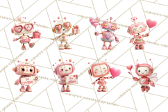 Valentine Robot Clipart PNG, Cute Valentine Robots, Kids Product Image 2