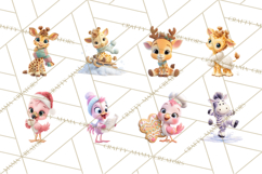 Winter Safari Baby Animals Clipart PNG Cute Holiday Clip Art Product Image 2