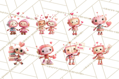 Valentine Robot Clipart PNG, Cute Valentine Robots, Kids Product Image 5