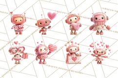 Valentine Robot Clipart PNG, Cute Valentine Robots, Kids Product Image 6