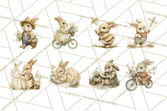 Vintage Spring Bunny Clipart, Whimsical Bunny Gardening Product Image 7