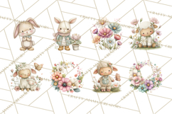 Spring Garden Animals Clipart, Cute Pastel Bunny Chick Lamb Product Image 6