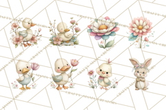 Spring Garden Animals Clipart, Cute Pastel Bunny Chick Lamb Product Image 7