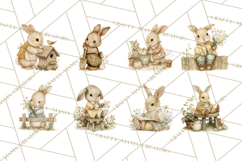 Vintage Spring Bunny Clipart, Whimsical Bunny Gardening Product Image 8