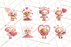 Valentine Robot Clipart PNG, Cute Valentine Robots, Kids Product Image 7