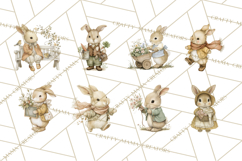 Vintage Spring Bunny Clipart, Whimsical Bunny Gardening Product Image 4