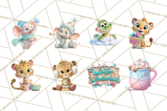 Winter Safari Baby Animals Clipart PNG Cute Holiday Clip Art Product Image 5