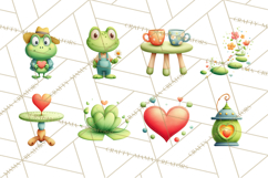 Cute Frog Couple Clipart, Baby Frogs Romantic Png Product Image 5