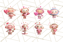 Valentine Robot Clipart PNG, Cute Valentine Robots, Kids Product Image 4