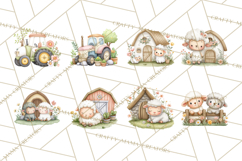Farm Clipart, Woodland Farm Animals, Cows Pigs Chickens Png Product Image 8