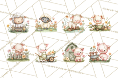 Farm Clipart, Woodland Farm Animals, Cows Pigs Chickens Png Product Image 9
