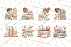 Valentine Bookstore Clipart PNG Cute Library Romance Product Image 7