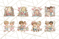 Valentine Bookstore Clipart PNG Cute Library Romance Product Image 8