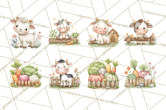Farm Clipart, Woodland Farm Animals, Cows Pigs Chickens Png Product Image 5