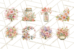 Spring Cottagecore Florals Clipart, Wildflower Bouquets Product Image 5