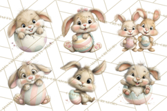 Quirky Easter Bunnies Clipart, Cute Cartoon Bunnies Png Product Image 2