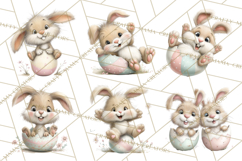 Quirky Easter Bunnies Clipart, Cute Cartoon Bunnies Png Product Image 3