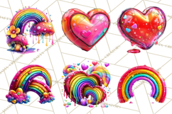 Bright Valentine Rainbows, Red Pink Hearts, Glossy Love Product Image 8