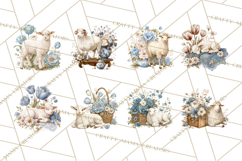 French Vintage Spring Clipart PNG, Pastel Bunny &amp; Floral Art Product Image 4