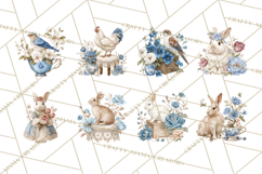 French Vintage Spring Clipart PNG, Pastel Bunny &amp; Floral Art Product Image 6