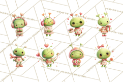 Green Alien Valentine Clipart PNG, Cute Alien Valentines Product Image 4
