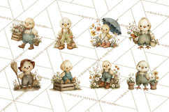 Vintage Spring Chicks Clipart, Cute Baby Chick Gardening Product Image 2