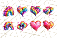Bright Valentine Rainbows, Red Pink Hearts, Glossy Love Product Image 4