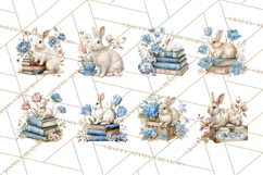 French Vintage Spring Clipart PNG, Pastel Bunny &amp; Floral Art Product Image 7