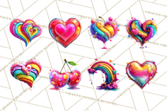 Bright Valentine Rainbows, Red Pink Hearts, Glossy Love Product Image 3