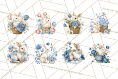 French Vintage Spring Clipart PNG, Pastel Bunny &amp; Floral Art Product Image 9